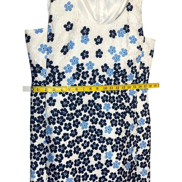 Karl Lagerfeld Paris A-Line Blue White Floral Sleeveless Scoop Neck Dress SZ 12 - Picture 14 of 14